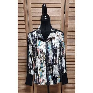 Lucy Black & White Printed Jacket Athletic Gym Workout Activewear Size Medium M